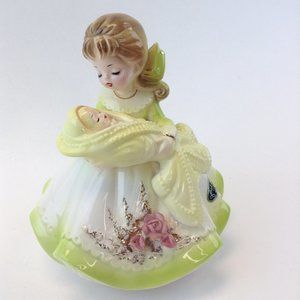 Josef Originals Mother and Baby Rotating Music Box Figurine Plays Brahms Lullaby